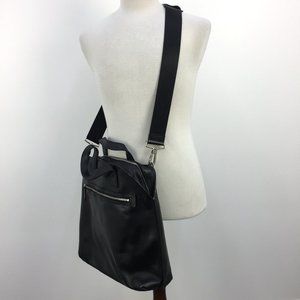 Kenneth Cole Black Leather Laptop Crossbody Bag